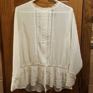 Victorian style sheer embroidered blouse
